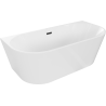 Mexen Oval Badewanne freistehend an der Wand 140 x 75 cm, weiß, schwarzer Überlauf - 52671407500-70