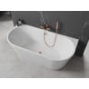 Mexen Oval freistehende, wandnahe Badewanne 140 x 75 cm, weiß, Überlauf gebürstetes Kupfer - 52671407500-65
