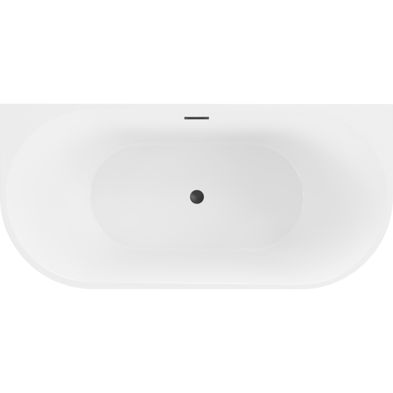Mexen Oval freistehende Wanne an der Wand 140 x 75 cm, weiß, schwarzer Überlauf - 52671407500-70