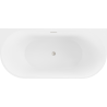 Mexen Oval freistehende, wandnahe Badewanne 140 x 75 cm, weiß, Überlauf aus gebürstetem Nickel - 52671407500-97