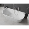 Mexen Oval freistehende, wandnahe Badewanne 140 x 75 cm, weiß, Überlauf aus gebürstetem Nickel - 52671407500-97