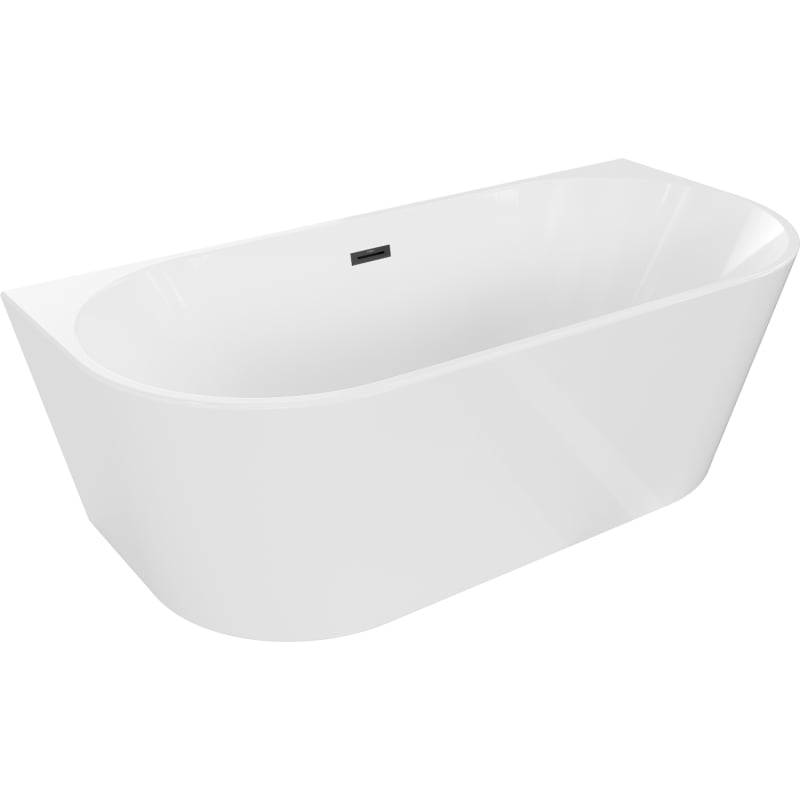 Mexen Oval freistehende Wanne an der Wand 150 x 75 cm, weiß, schwarzer Überlauf - 52671507500-70