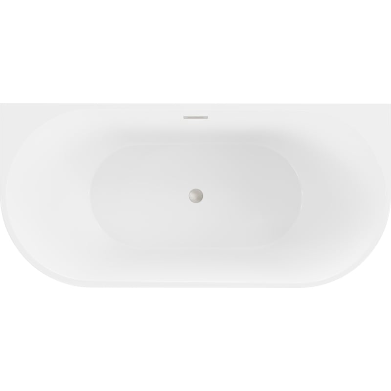 Mexen Oval freistehende, wandnahe Badewanne 150 x 75 cm, weiß, Überlauf gebürsteter Nickel - 52671507500-97