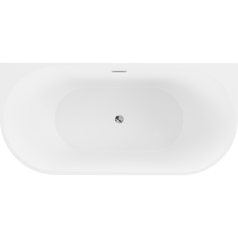 Mexen Oval freistehende, wandnahe Badewanne 160 x 80 cm, weiß, Überlauf chrom - 52671608000-01