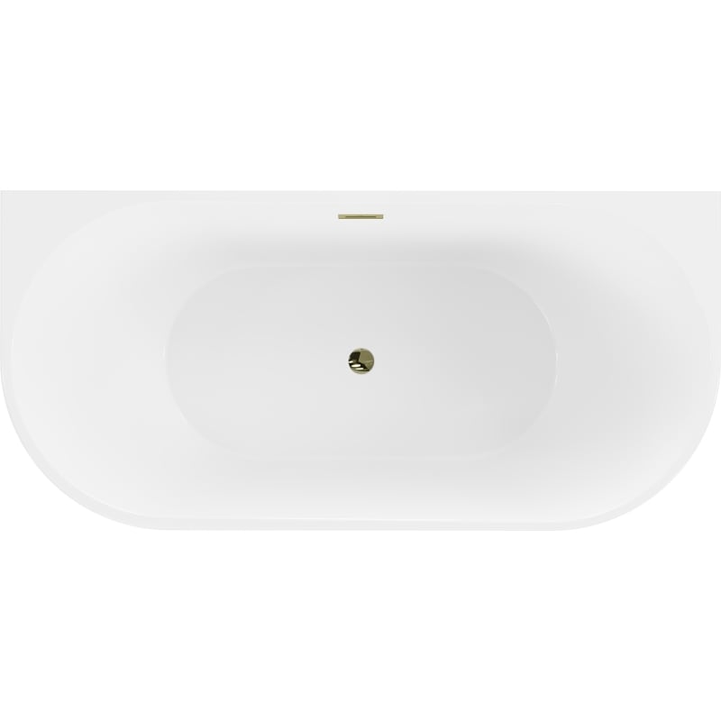 Mexen Oval freistehende ovale Badewanne 160 x 80 cm, Weiß, Überlauf Gold - 52671608000-50