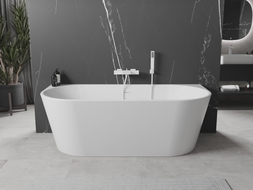 Mexen Oval freistehende an der Wand stehende Badewanne 160 x 80 cm, weiß, weißer Überlauf - 52671608000-20