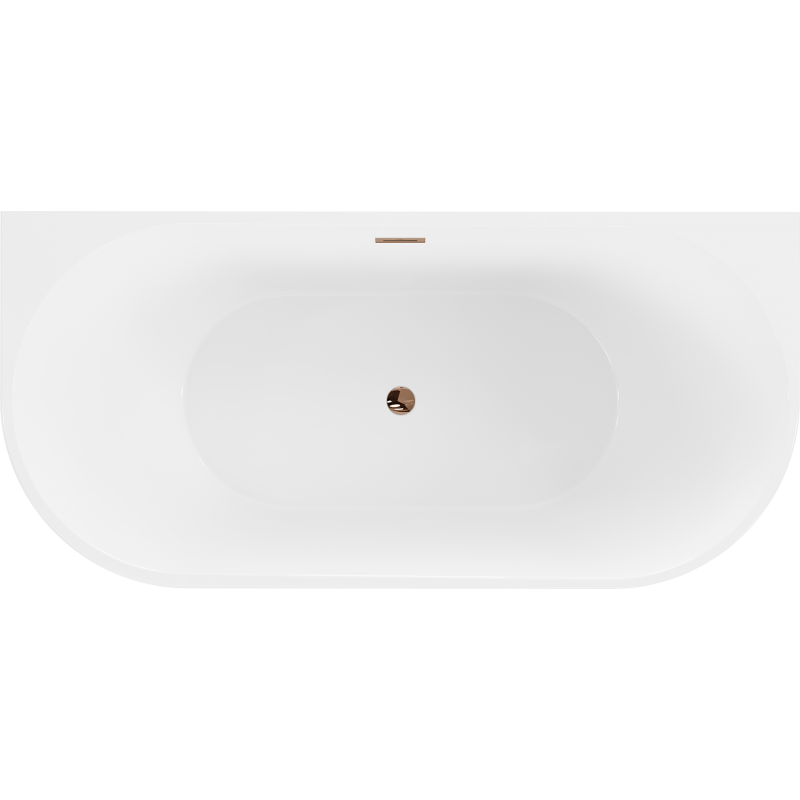 Mexen Oval freistehende, wandnahe Badewanne 160 x 80 cm, weiß, Überlauf Roségold - 52671608000-60