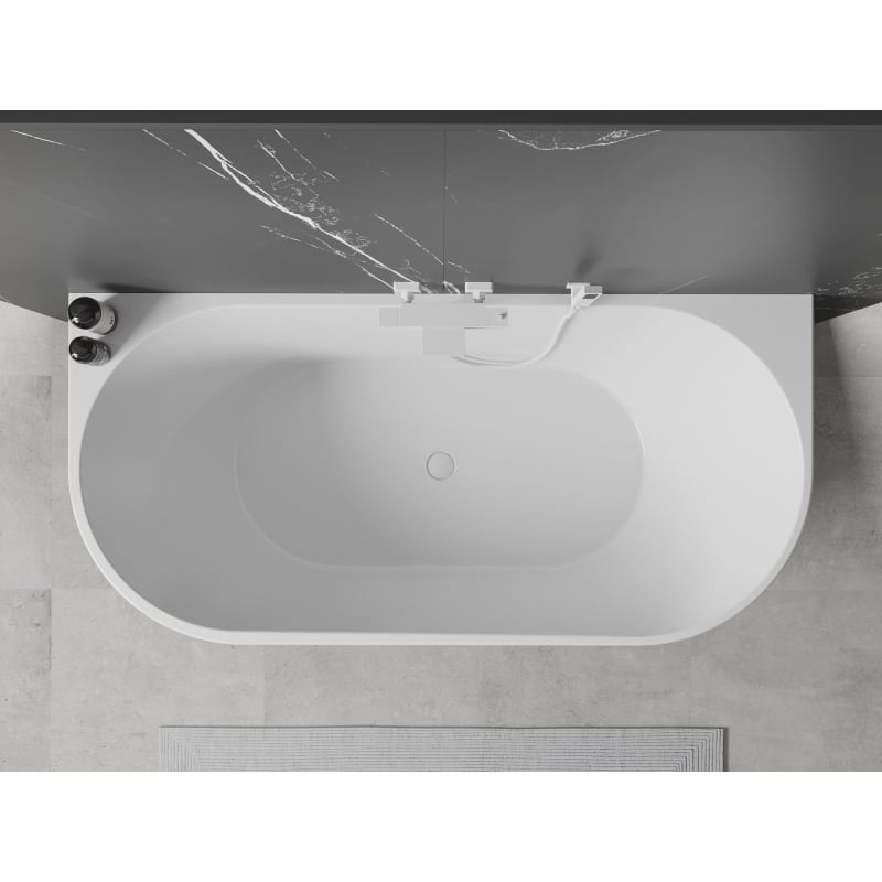 Mexen Oval freistehende an der Wand stehende Badewanne 160 x 80 cm, weiß, weißer Überlauf - 52671608000-20
