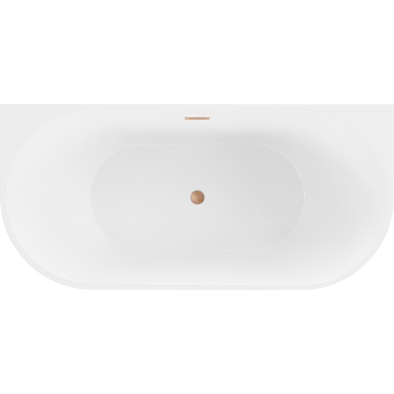 Mexen Oval freistehende Wanne an der Wand 160 x 80 cm, weiß, Überlauf gebürstetes Kupfer - 52671608000-65