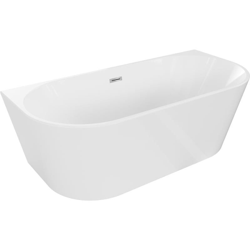 Mexen Oval freistehende Vorwand-Badewanne 170 x 80 cm, weiß, Überlauf chrom - 52671708000-01