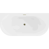 Mexen Oval freistehende, an die Wand gestellte Badewanne 180 x 80 cm, weiß, Überlauf gold - 52671808000-50
