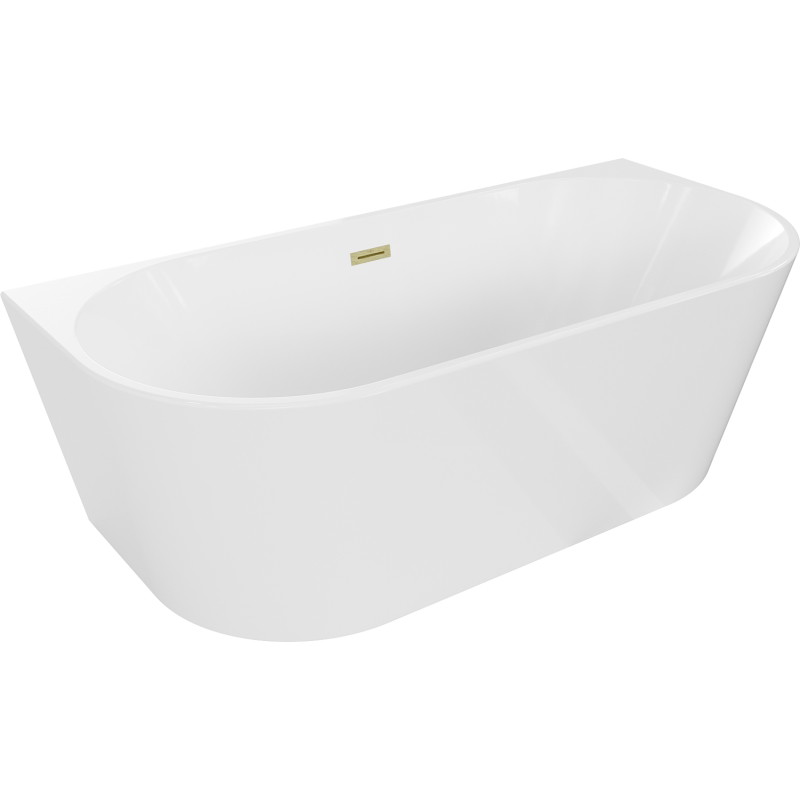 Mexen Oval freistehende Wanne an der Wand 170 x 80 cm, weiß, Überlauf in gebürstetem Gold - 52671708000-55