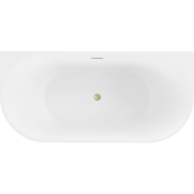 Mexen Oval freistehende Wanne an der Wand 170 x 80 cm, weiß, Überlauf in gebürstetem Gold - 52671708000-55