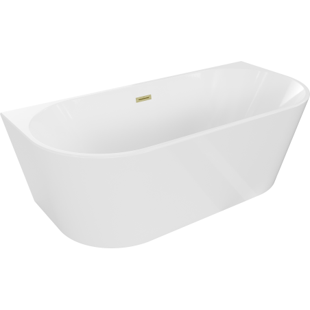 Mexen Oval Freistehende Badewanne Wand 180 x 80 cm, weiß, Abfluss gebürstetes Gold - 52671808000-55