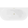 Mexen Oval Freistehende Wandwanne 180 x 80 cm, weiß, Überlauf in gebürstetem Gold - 52671808000-55
