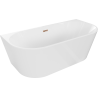 Mexen Oval freistehende, wandnahe Badewanne 170 x 80 cm, weiß, Überlauf Roségold - 52671708000-60
