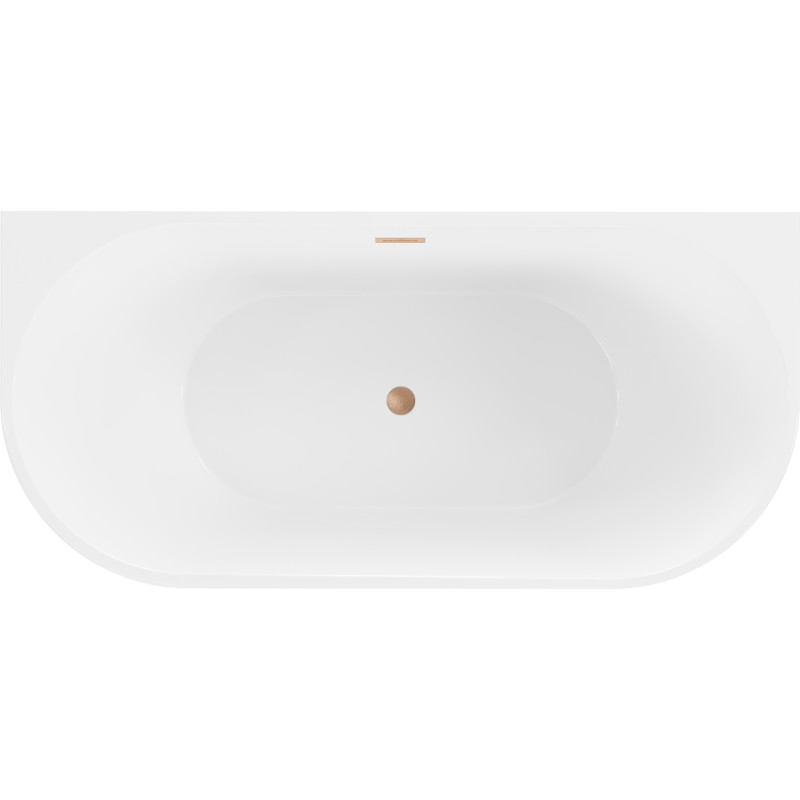 Mexen Oval freistehende Wand-Badewanne 180 x 80 cm, weiß, Überlauf gebürstetes Kupfer - 52671808000-65