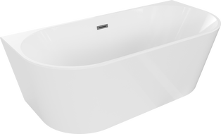 Mexen Oval freistehende Wandbadewanne 170 x 80 cm, weiß, Überlauf in gebürstetem Gun Gray - 52671708000-66