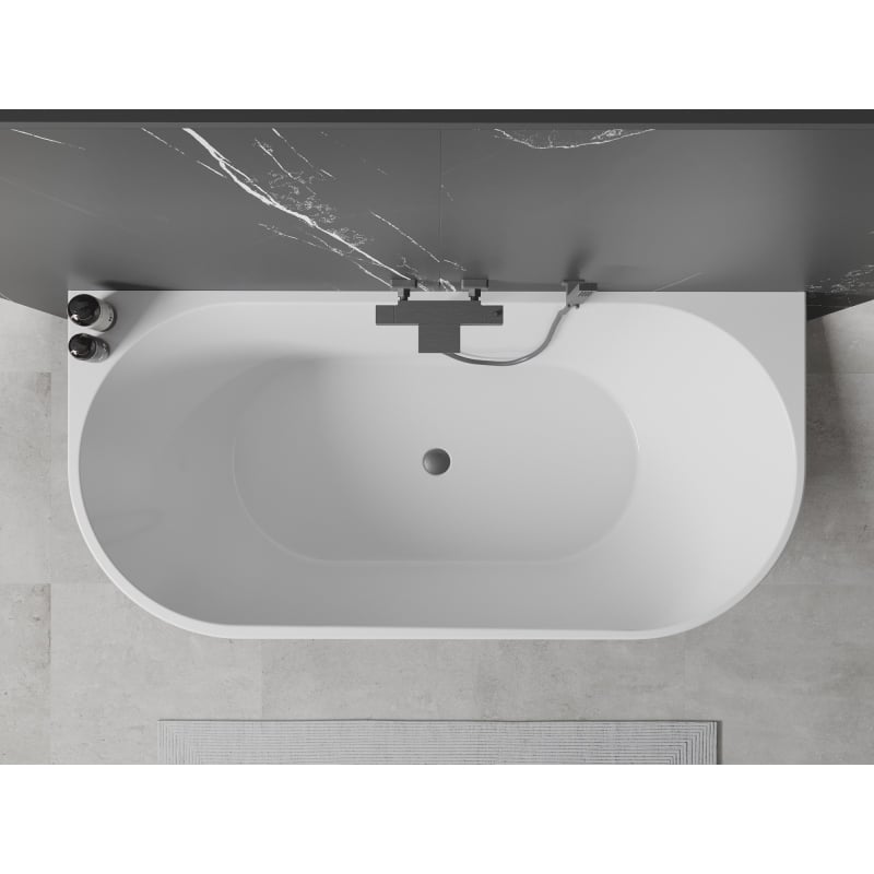 Mexen Oval freistehende wanneneinbau 180 x 80 cm, weiß, gun gray gebürstet Überlauf - 52671808000-66