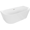 Mexen Oval Badewanne wandhängend 180 x 80 cm, weiß, Überlauf in gebürstetem Nickel - 52671808000-97