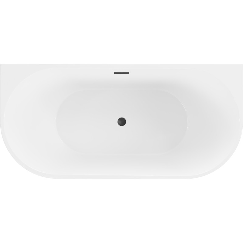 Mexen Oval freistehende Wanne an der Wand 180 x 80 cm, weiß, schwarzer Überlauf - 52671808000-70
