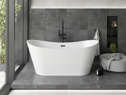 Mexen Montana freistehende Badewanne 170 x 80 cm, weiß, Überlauf schwarz - 52011708000-70