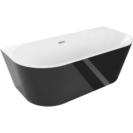 Mexen Oval freistehende Wandbadewanne 150 x 75 cm, weiß/schwarz, Überlauf chrom - 52671507575-01