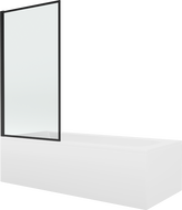 Mexen Vega rechteckige Badewanne 160 x 70 cm mit Verkleidung und 1-flügeligem Paravent 80 cm, schwarzes Muster