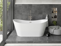 Mexen Montana freistehende Badewanne 170 x 80 cm, weiß, Überlauf gebürsteter Nickel - 52011708000-97