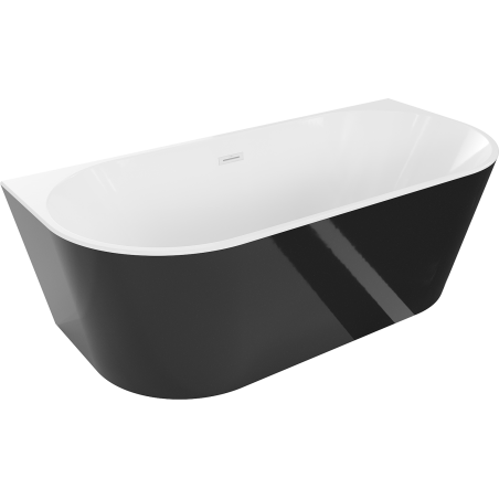 Mexen Oval freistehende an der Wand montierte Badewanne 140 x 75 cm, weiß/schwarz, weißer Überlauf - 52671407575-20