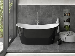 Mexen Montana freistehende Badewanne 170 x 80 cm, weiß/schwarz, Überlauf Chrom - 52011708075-01