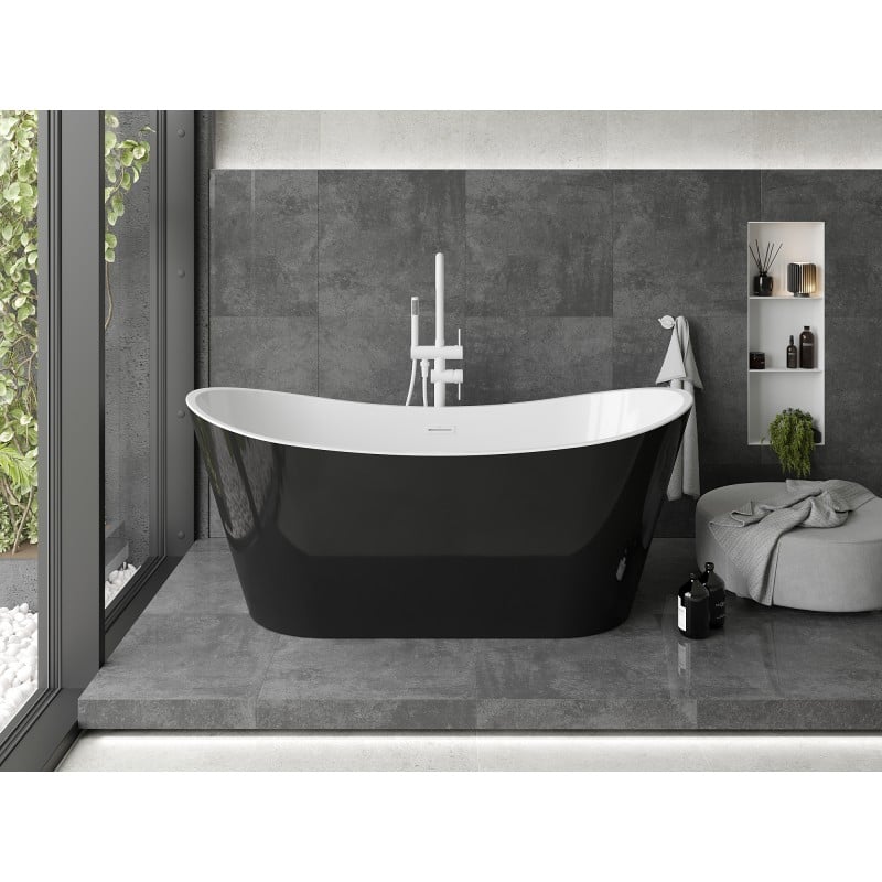 Mexen Montana freistehende Badewanne 170 x 80 cm, weiß/schwarz, weißer Überlauf - 52011708075-20