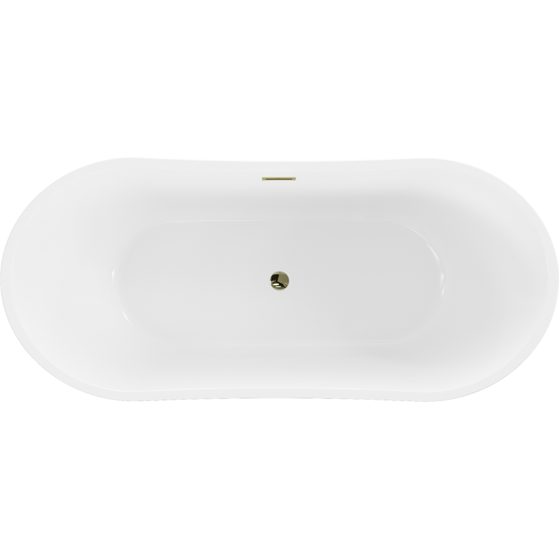 Mexen Montana freistehende Badewanne 170 x 80 cm, weiß/schwarz, Überlauf gold - 52011708075-50