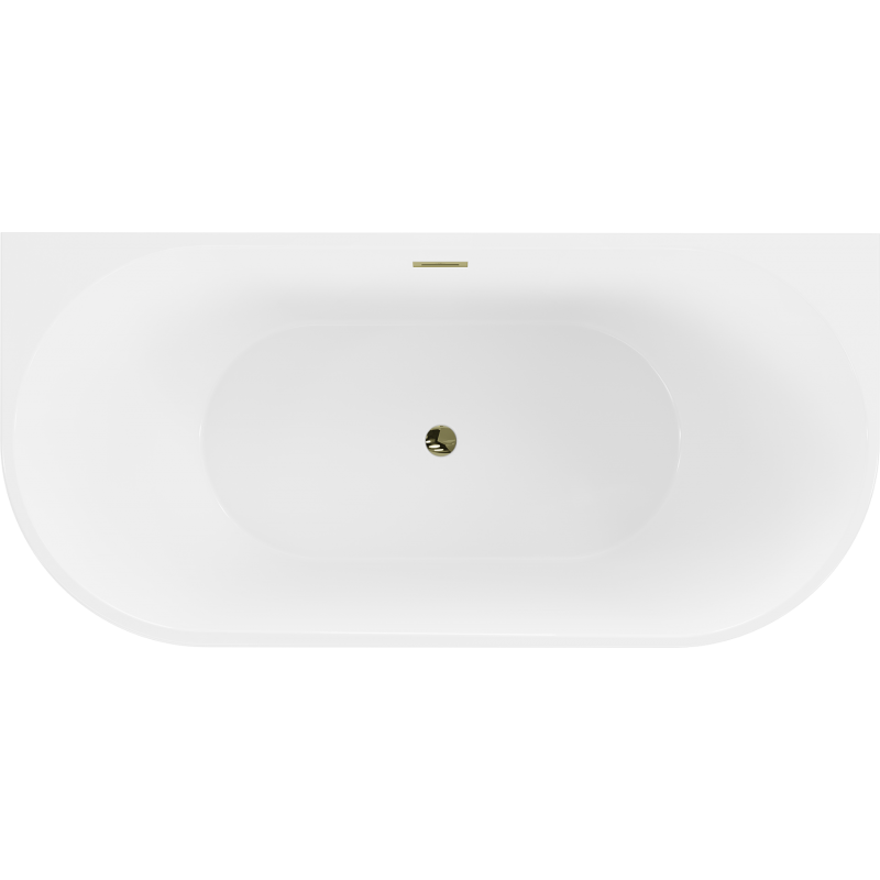 Mexen Oval freistehende an der Wand befestigte Badewanne 140 x 75 cm, weiß/schwarz, Überlauf gold - 52671407575-50