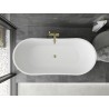 Mexen Montana freistehende Badewanne 170 x 80 cm, weiß/schwarz, Überlauf gebürstet gold - 52011708075-55