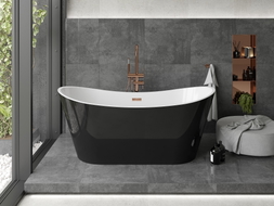 Mexen Montana freistehende Badewanne 170 x 80 cm, weiß/schwarz, Überlauf roségold - 52011708075-60