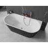Mexen Oval freistehende Anbauwanne 140 x 75 cm, weiß/schwarz, Überlauf Roségold - 52671407575-60