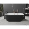Mexen Oval freistehende Wanne zur Wandmontage 150 x 75 cm, weiß/schwarz, Überlauf in gebürstetem Kupfer - 52671507575-65