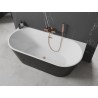 Mexen Oval freistehende Wanne zur Wandmontage 150 x 75 cm, weiß/schwarz, Überlauf in gebürstetem Kupfer - 52671507575-65