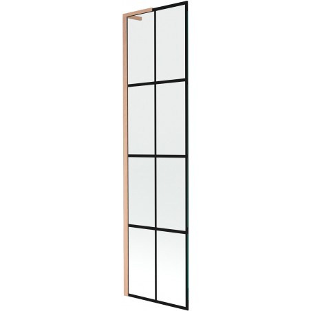 Mexen Next L Badewannenwand 1-flügelig 50 x 150 cm, schwarzes Gitter, gebürstetes Kupfer - 895-050-000-03-77-65