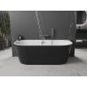 Mexen Oval Freistehende Wanne an der Wand 140 x 75 cm, weiß/schwarz, Überlauf gun grey gebürstet - 52671407575-66