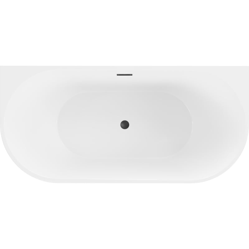 Mexen Oval freistehende Wandbadewanne 140 x 75 cm, weiß/schwarz, schwarzer Überlauf - 52671407575-70