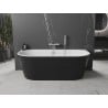 Mexen Oval freistehende, wandnahe Badewanne 150 x 75 cm, weiß/schwarz, Überlauf aus gebürstetem Nickel - 52671507575-97