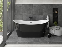 Mexen Montana freistehende Badewanne 170 x 80 cm, weiß/schwarz, schwarzer Überlauf - 52011708075-70