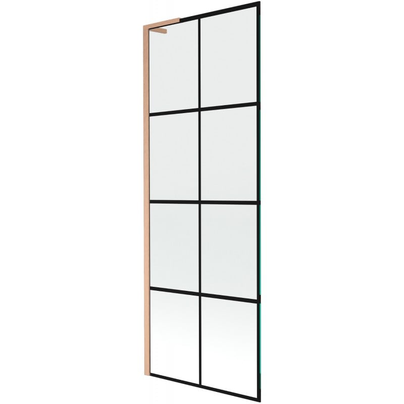 Mexen Next L Badewannenabtrennung 1-flügelig 70 x 150 cm, schwarzes Gitter, gebürstetes Kupfer - 895-070-000-03-77-65