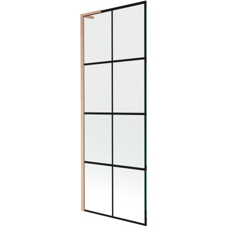 Mexen Next L Badewannenabtrennung 1-flügelig 70 x 150 cm, schwarzes Gitter, gebürstetes Kupfer - 895-070-000-03-77-65