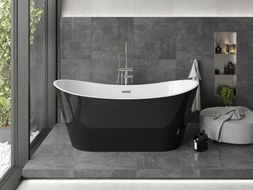 Mexen Montana freistehende Badewanne 170 x 80 cm, weiß/schwarz, Überlauf gebürsteter Nickel - 52011708075-97