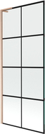 Mexen Next L Badewannenwand 1-flügelig 80 x 150 cm, schwarzes Raster, gebürstetes Kupfer - 895-080-000-03-77-65