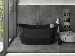 Mexen Montana freistehende Badewanne 170 x 80 cm, schwarz, Überlauf chrom - 52011708070-01
