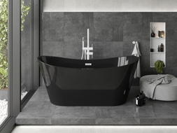 Mexen Montana freistehende Badewanne 170 x 80 cm, schwarz, weiße Überlauf - 52011708070-20